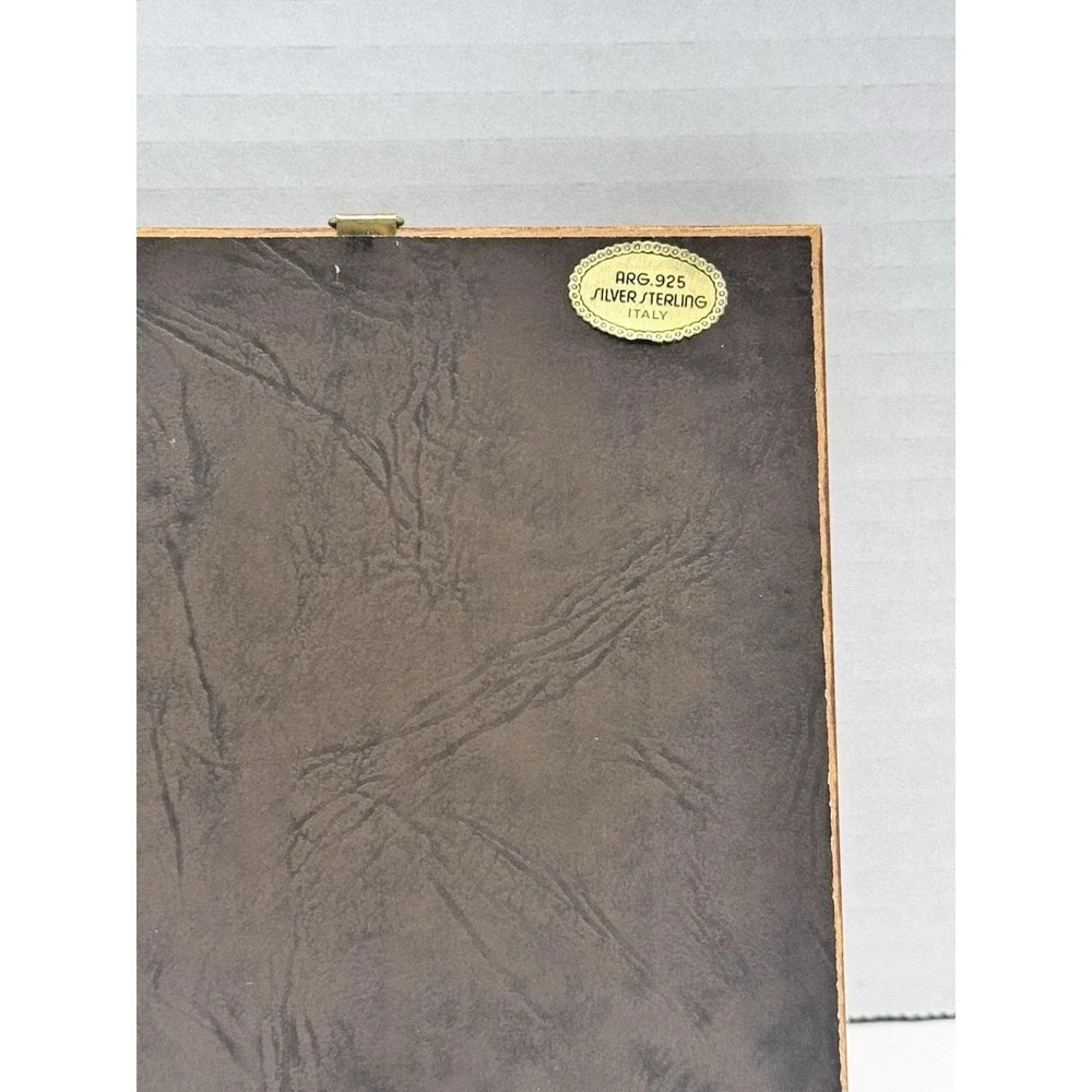 VTG Italian .925 Sterling Silver Guardian Angel Framed Plaque Mint Original Box